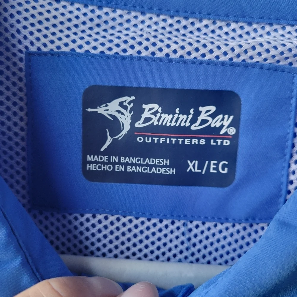Bimini Bay Outfitters Blue Short Sleeve Fishing Shirt XL Sport Outdoors Collard